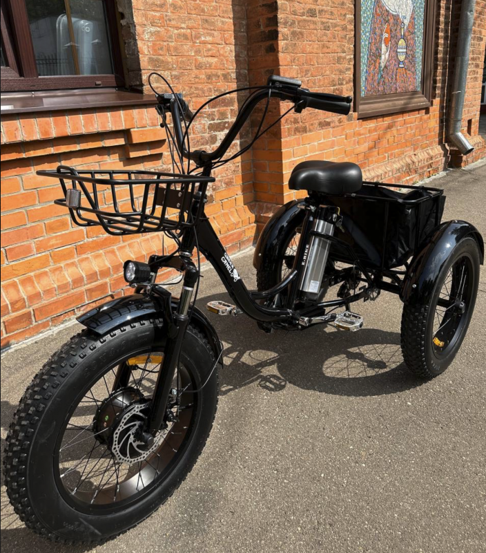 Трехколесный электровелосипед Fat Trike T NEW с передней корзиной Трехколесный электровелосипед Fat Trike T NEW с передней корзиной